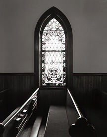 pews & stained glass window